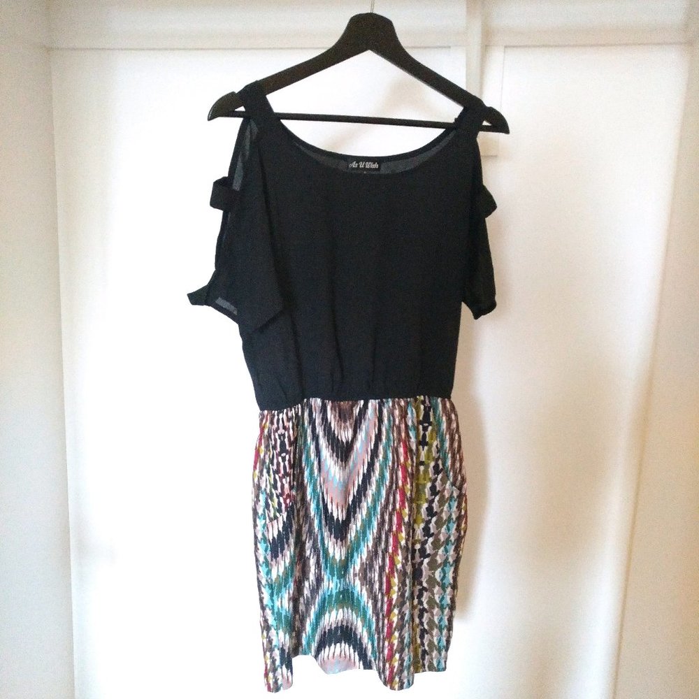 Slip-On Pattern Dress With Pockets and Belts - S